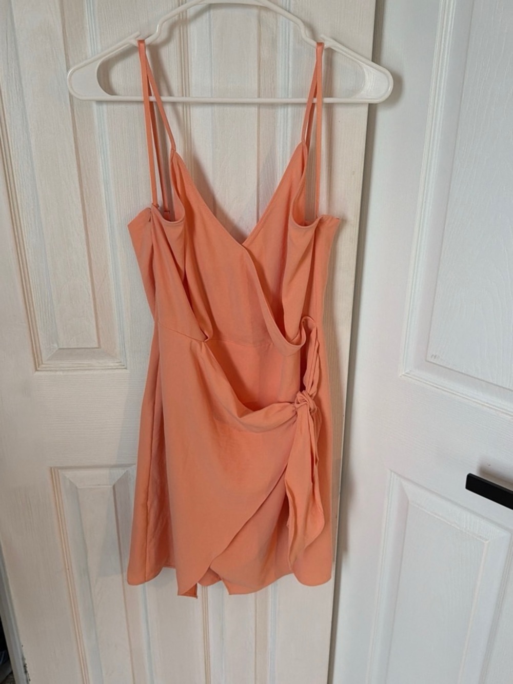 Naked Zebra Peach Tie-Wrap Mini Dress